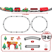 Load image into Gallery viewer, Electric Christmas Train Set with Steam, Lights &amp; Music – 17‑Piece Festive Railway for Around the Tree
