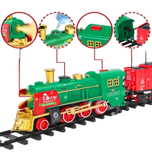 Load image into Gallery viewer, Electric Christmas Train Set with Steam, Lights &amp; Music – 17‑Piece Festive Railway for Around the Tree
