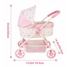 Load image into Gallery viewer, Baby Doll Stroller Set with Adjustable Canopy, Storage Basket &amp; Feeding Accessories – 9‑Piece Pretend Baby Care Pram Toy for Kids Ages 3+
