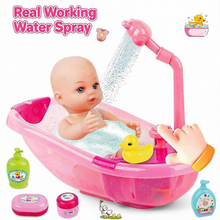 Load image into Gallery viewer, Baby Doll Bath Set with Accessories 16-Piece Pretend Play Bath Time Toy with Bathtub, Shower, Clothes, Rubber Duck &amp; Toiletries Ideal Gift for Girls &amp; Boys Ages 3+
