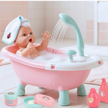 Load image into Gallery viewer, Baby Doll Bath Playset with Working Shower, Bathrobe, Towel, Bottles &amp; Accessories (12‑Inch Doll)

