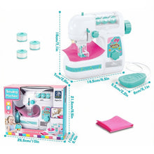 Load image into Gallery viewer, Kids Toy Sewing Machine with Foot Pedal, Thread Spools and Fabric Accessories, White and Turquoise
