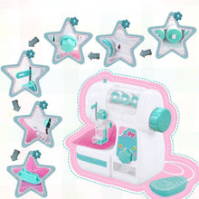 Load image into Gallery viewer, Kids Toy Sewing Machine with Foot Pedal, Thread Spools and Fabric Accessories, White and Turquoise
