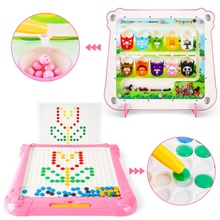 Load image into Gallery viewer, 2 in 1 Magnetic Disk Drawing Maze Puzzle Table Toy Double Sided Card for Toddlers Ages 3+ Mosaic Puzzle Table Toy Color Matching and Art Creation Set
