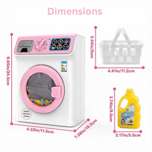 Load image into Gallery viewer, Kids Washing Machine Toy Set Pretend Play Household toy Set Laundry Washer with Lights, Sounds &amp; Music Interactive Educational Toy with Detergent Bottle, Basket &amp; Cloth Role Play Gift for Boys &amp; Girls Ages 3+
