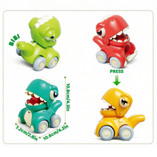 Load image into Gallery viewer, Push &amp; Go Dinosaur Car Toy Set – 4PCS Mini Dino Vehicles for Toddlers
