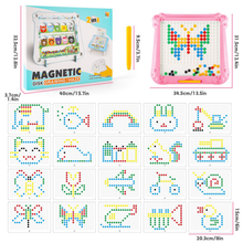 Load image into Gallery viewer, 2 in 1 Magnetic Disk Drawing Maze Puzzle Table Toy Double Sided Card for Toddlers Ages 3+ Mosaic Puzzle Table Toy Color Matching and Art Creation Set
