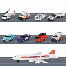 Load image into Gallery viewer, Airplane &amp; Airport Play Set for Kids with Tower, Vehicles, Helicopter &amp; 22×32" Map – Push &amp; Go
