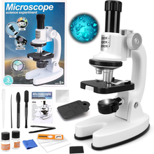 Load image into Gallery viewer, Kids Microscope, Portable Microscope Kit with LED Light and Mobile Phone Holder, Kids Beginner Educational Science Kit Toy for Kids Gift
