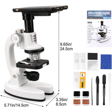 Load image into Gallery viewer, Kids Microscope, Portable Microscope Kit with LED Light and Mobile Phone Holder, Kids Beginner Educational Science Kit Toy for Kids Gift
