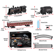 Load image into Gallery viewer, Deluxe Edition Steam Train Set Electric Classic Locomotive Toy with Lights, Real Smoke &amp; Sounds Track Railway Playset for Kids &amp; Collectors
