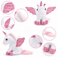 Load image into Gallery viewer, Unicorn Plush Toy Gift Set – 33‑in‑1 Creative Play Bundle with Diary, Colouring Book, Stickers &amp; Accessories – Birthday Gift for Girls Ages 3–10
