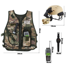 Load image into Gallery viewer, Military Soldier Camouflage Desert War Halloween Costume Role Play Set with Helmet Toy Shotgun Grenades Soldier Storage Backpack for Kids

