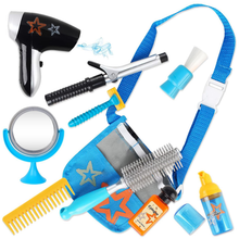 Load image into Gallery viewer, Stylist Hairdresser Barber Salon Role Play Set with Hairdryer Curling Iron Belt Styling Accessories Pretend Play Set for Kids
