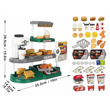 Load image into Gallery viewer, 71Pcs Kids Fast Food Playset Caterer Kitchen Toy Set with Cash Register &amp; Drink Dispenser
