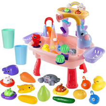 Load image into Gallery viewer, 3‑in‑1 Multifunctional Water Play Basin with Circulating Water, Slide &amp; Fishing Games
