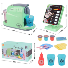 Load image into Gallery viewer, Coffee Shop Set with Coffee Maker Toy Menus Cash Register Toy Play Food Gift for Toddlers Boys Girls Aged 3+
