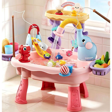 Load image into Gallery viewer, 3‑in‑1 Multifunctional Water Play Basin with Circulating Water, Slide &amp; Fishing Games
