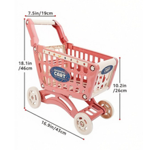 Load image into Gallery viewer, Kids Shopping Cart Playset with 64+ Accessories – Pretend Grocery Shop Toy with Fruit &amp; Veg – Imaginative Role‑Play Set for Children Ages 3+
