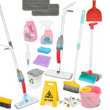 Load image into Gallery viewer, Kids Cleaning Toy Set, Pretend Play Cleaning Kit with Spray Mop, Broom, Dustpan, Recycling Bin &amp; Accessories, Realistic Household Role Play Toys for Boys &amp; Girls Aged 3+
