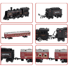 Load image into Gallery viewer, Deluxe Edition Steam Train Set Electric Classic Locomotive Toy with Lights, Real Smoke &amp; Sounds Track Railway Playset for Kids &amp; Collectors
