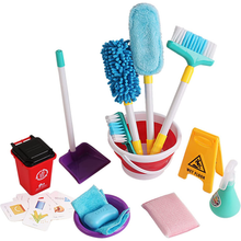 Load image into Gallery viewer, Household Cleaning Play Set with Broom, Bucket, Soap, Bin, Wet Floor Sign, Dustpan, Brush and Much More Included ¨C Great Fun for Kids
