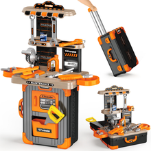 Load image into Gallery viewer, 31-Piece Kids Tool Workbench &amp; Suitcase Playset | Portable DIY Construction Toy with Tools
