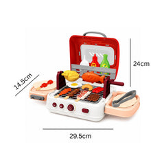 Load image into Gallery viewer, Realistic Kids BBQ Grill Playset with Lights, Sounds &amp; Water‑Vapor Smoke – 28pcs
