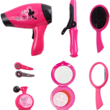 Load image into Gallery viewer, Hairdressing and Vanity Handbag Beauty Set Girls Styling Pretend Makeup and Hair Accessories Playset Including Hairdryer Toy and Curlers
