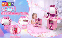Load image into Gallery viewer, Kids Beauty Vanity Set with Suitcase Dressing Table Hair Salon Pretend Makeup &amp; Hairdressing Toy Set Portable Dressing Table Princess Dress Up Playset Gift Toddler
