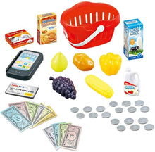 Load image into Gallery viewer, Cash Register for Kids, Toy Till Cash Register with Scanner, Credit Card ,Play Food ,Money and Groceries Shopping Basket for Boys and Girls

