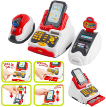 Load image into Gallery viewer, Cash Register for Kids, Toy Till Cash Register with Scanner, Credit Card ,Play Food ,Money and Groceries Shopping Basket for Boys and Girls
