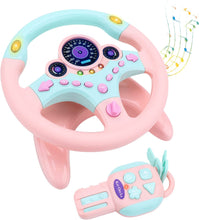 Load image into Gallery viewer, Steering Wheel for Car Backseat Pretend Driving Simulated Driving Steering Wheel Toy Light and Music Educational Gifts for Kids Pink
