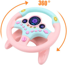 Load image into Gallery viewer, Steering Wheel for Car Backseat Pretend Driving Simulated Driving Steering Wheel Toy Light and Music Educational Gifts for Kids Pink
