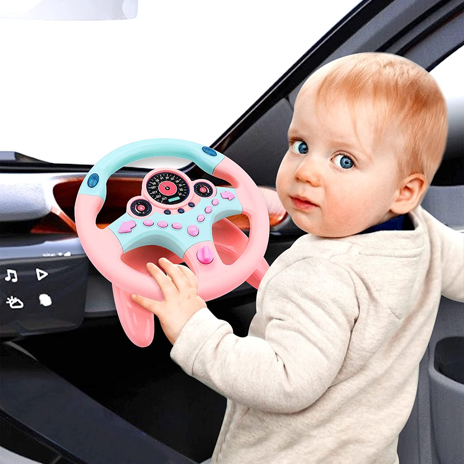 Steering Wheel for Car Backseat Pretend Driving Simulated Driving