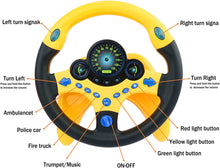 Load image into Gallery viewer, Steering Wheel for Car Backseat Pretend Driving Simulated Driving Steering Wheel Toy Light and Music Educational Gifts for Kids- Yellow
