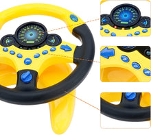 Load image into Gallery viewer, Steering Wheel for Car Backseat Pretend Driving Simulated Driving Steering Wheel Toy Light and Music Educational Gifts for Kids- Yellow
