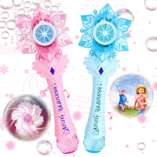 Load image into Gallery viewer, Dreamy Princess Snowflake Bubble Machine Toys Lights &amp; Music Magic Bubble Wands Gifts for Toddlers
