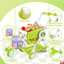 Load image into Gallery viewer, Kids Shopping Cart Trolley Play Set with Pretend Food and Accessories Grocery Shopping Cart Pretend Play and Role-Playing Games
