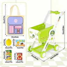 Load image into Gallery viewer, Kids Shopping Cart Trolley Play Set with Pretend Food and Accessories Grocery Shopping Cart Pretend Play and Role-Playing Games
