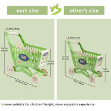 Load image into Gallery viewer, Kids Easy to Assemble Shopping Cart with Groceries, POS Machine, Plastic Money, Credit Cards and Shopping Cards
