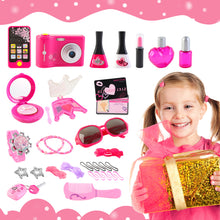 Load image into Gallery viewer, Vanity Handbag Beauty Set for Girls Styling Pretend Makeup and Accessories Playset Including toy Camera and Toy Phone
