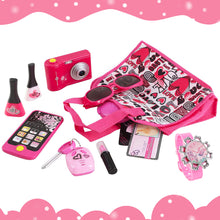 Load image into Gallery viewer, Vanity Handbag Beauty Set for Girls Styling Pretend Makeup and Accessories Playset Including toy Camera and Toy Phone
