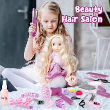 Load image into Gallery viewer, 27PCS Hair Salon Toys Sets Hairdressing Toy Role Play Stylist for Child 3+
