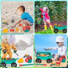 Load image into Gallery viewer, Pull along Wheelbarrow and Gardening Tools Play Set with Plant Pots Outdoors Toy for Kids with Plant Pots
