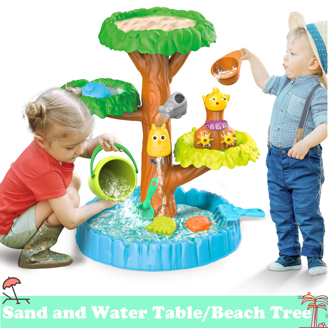 Beach Tree Sand And Water Table Beach Play Activity Set Indoor Outdoor Summer Garden Toys Sand Pit Water table for Children Activity Set-SWT-15