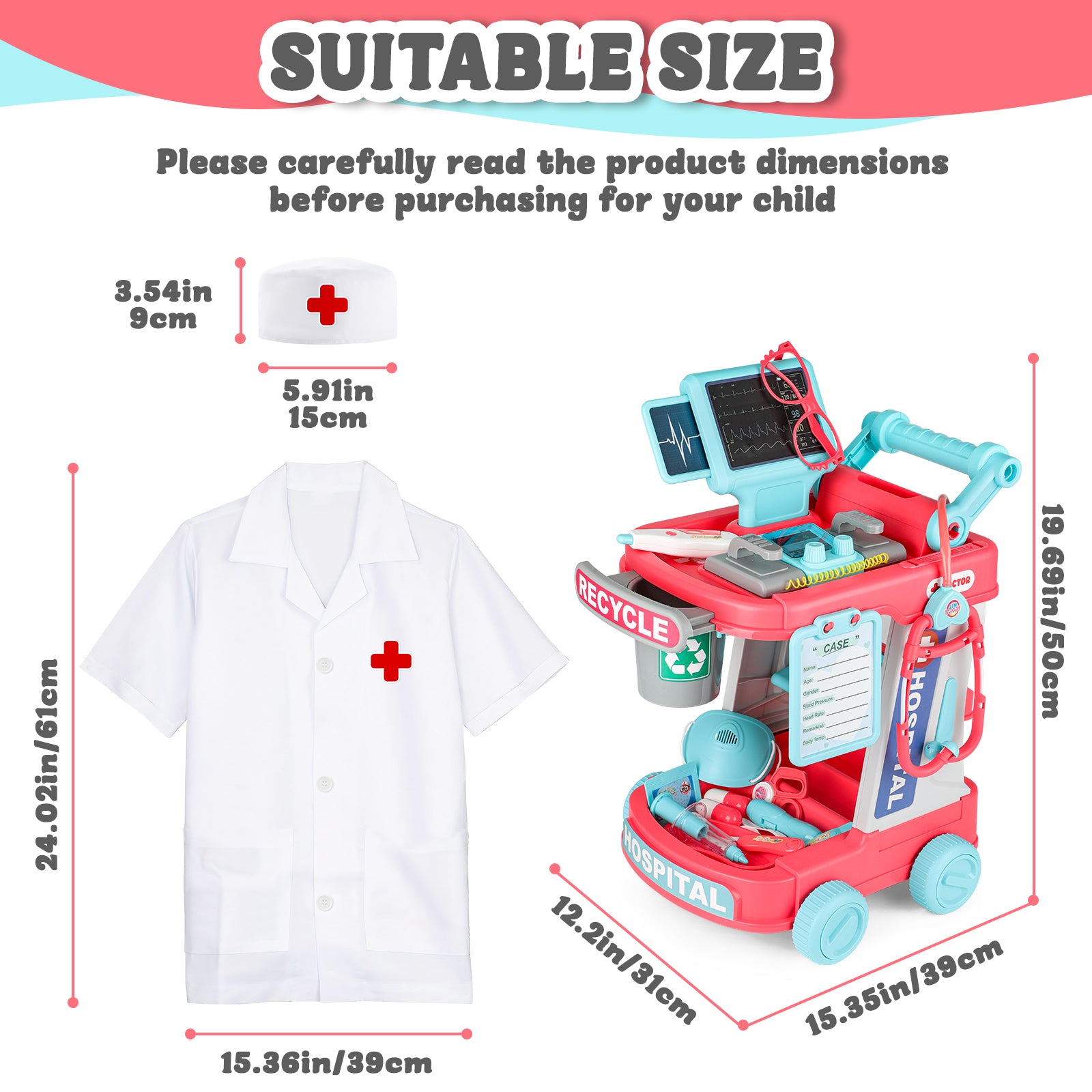 DeAO - Kit médico para niños - Estetoscopio de instrumentos médicos con DeAO - Kit médico para niños - Estetoscopio de instrumentos médicos con
