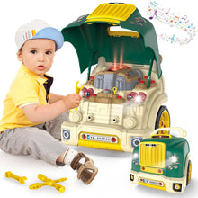 Load image into Gallery viewer, Take Apart Motor Vehicle Car Service Station Engine Toy Large Truck Toy  for 3-8 Year Old Boys Little Mechanic Pretend Play Toy include a Realistic Mechanic Truck with tools, remote control key, simulation gear, and working horn
