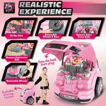 Load image into Gallery viewer, Pink Take Apart Building Truck Pretend Play Realistic Mechanic Toy w/Remote Control Key Gift	with Sound and Light Functions-TRCK-P
