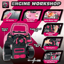 Load image into Gallery viewer, Pink Take Apart Building Truck Pretend Play Realistic Mechanic Toy w/Remote Control Key Gift	with Sound and Light Functions-TRCK-P
